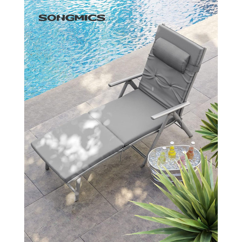 Chaise longue rembourrée Esabella, Gris