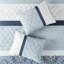 Édredon très grand King 8, courtepointe bleue, rembourrage, coussins décoratifs brodés, lavable, froissé