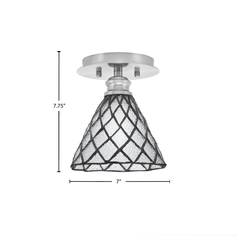 Edge 1 Light Semi-Flush Shown With 7" Diamond Ice Art Glass, Brushed Nickel