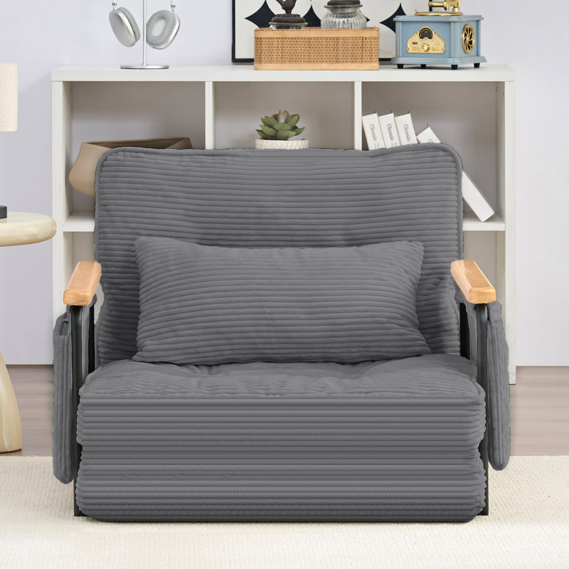 6-Position Adjustable Multi-Functional Recliner Sofa Bed - Ergonomic Chaise Lounge With Side Pockets And Tufted Craft - 180° Flat To 90° Upright - Compact 26.4" To 52.4" Dimensions For Living Room, Bedroom, Or Office