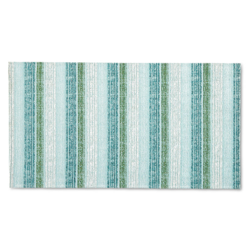 Tapis de cuisine antidérapant Martha Stewart, Rectangle 2 pi x 3 pi, Vert menthe, blanc