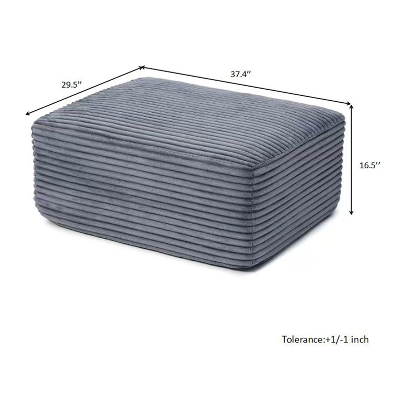 Boneless Corduroy Ottoman, Upholstered Cloud Ottoman For Boneless Couch In A Box, Compressed Memory Foam Footrest No Assembly Require (ONLY OTTOMAN)