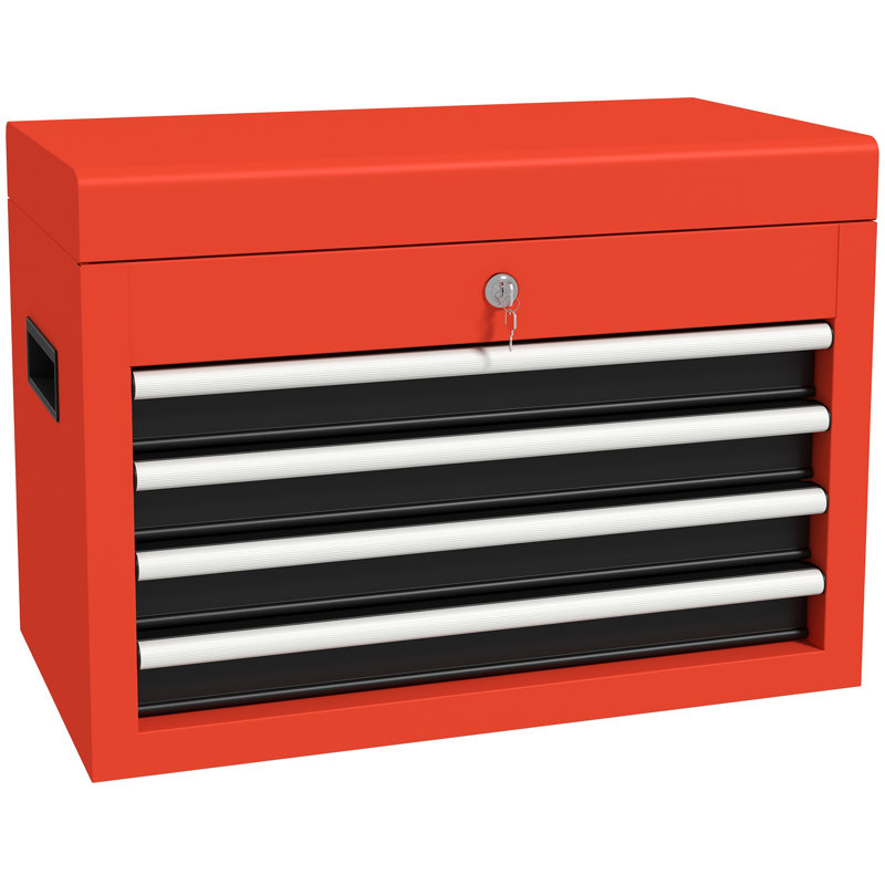 17.7" 4-Drawer Tool Box Lockable Steel Tool Chest with Latch and Keys