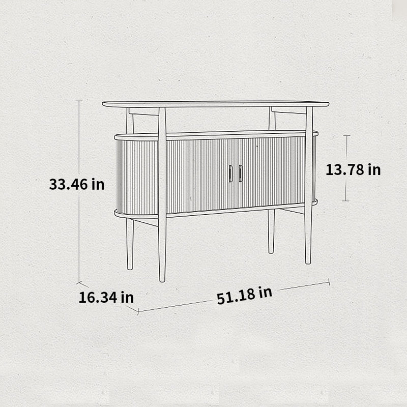 Buffet de bar à thé avec rangement en bois massif