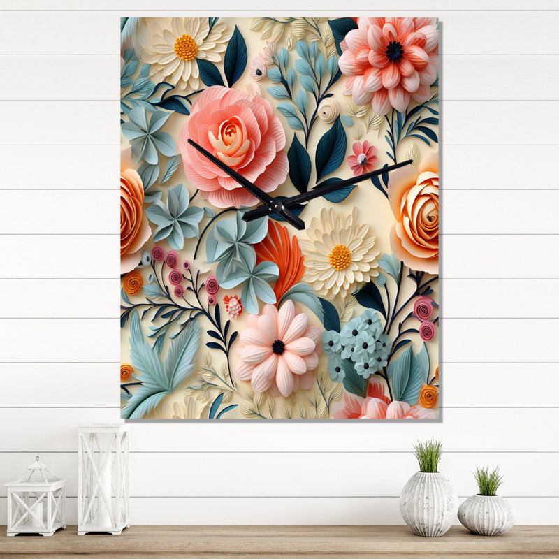 Janahla - Horloge murale florale, Grand
