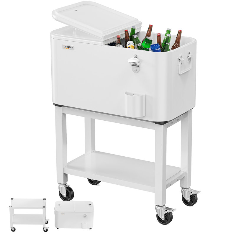 Chariot de refroidisseur d'extérieur blanc 60 pte détachable, Blanc