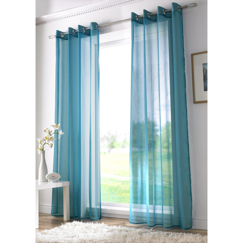 Jaxcen Sheer Curtain Single Panel, 149.86 W x 274.32 D cm, Teal