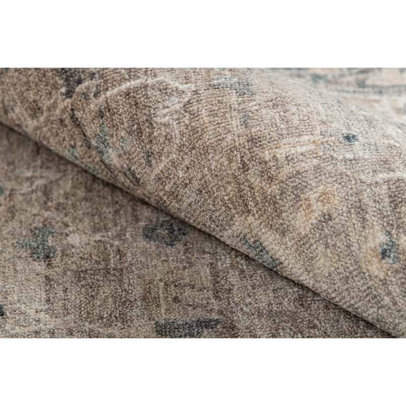 High-Quality Hand-Knotted Taupe And Teal Area Rug, Taupe And Teal, Rectangle 9' x 12'