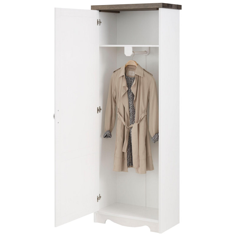 1 Door Wardrobe, White/Grey