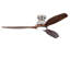 Ventilateur de plafond encastré de 52 pouces en bois massif avec éclairage avec interrupteur mural et télécommande, 6 vitesses, ventilateurs de plafond en noyer à 3 pales pour patio, intérieur, salon, chambre à coucher, porche, maison de campagne - STAIN NICKEL