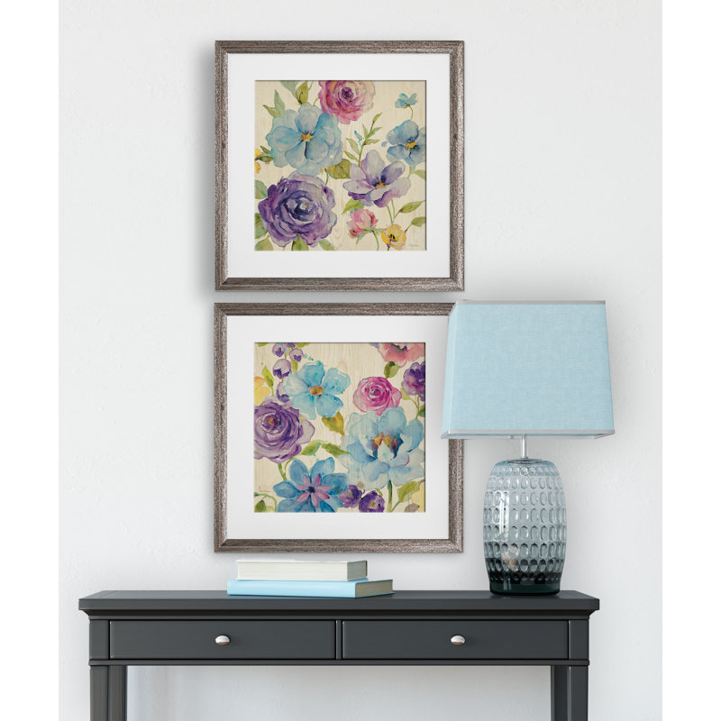 « fleur medley », ensemble de 2 reproductions encadrées, Cadre brun