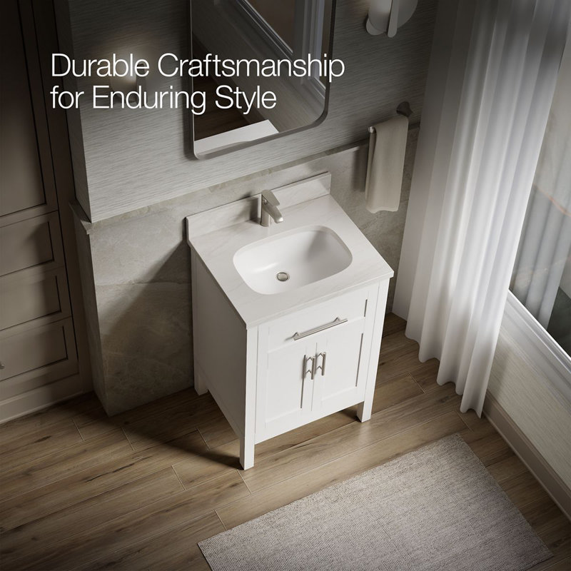 31" Single Bathroom Vanity Set, White, White, 24"