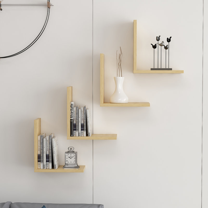 Blalock 4 Piece Floating Shelf, Oak