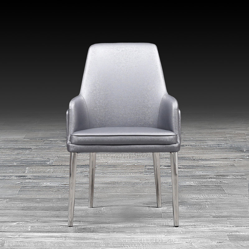 Labbe 18.5'' H Faux Leather Upholstered Armchair, Gray/Silver