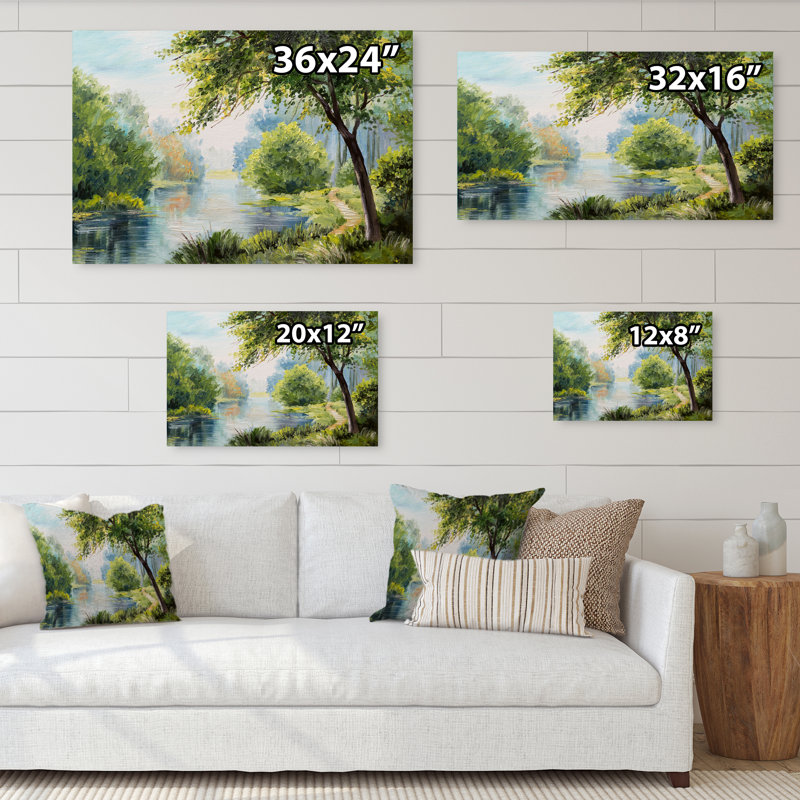 «Spring River Landscape», reproduction d'art sur toile, H 8 po x l 12 po x P 1 po, Toile tendue