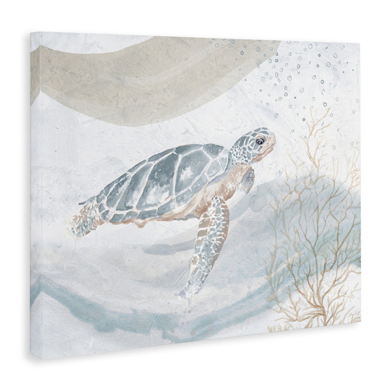 Tortue, art mural sur toile de style aquarelle par Patricia Pinto, H 16 po x l 20 po