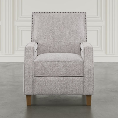 York Modern Transitional Linen Upholstered Recliner Accent Chair with Nailhead Trim - Sand
