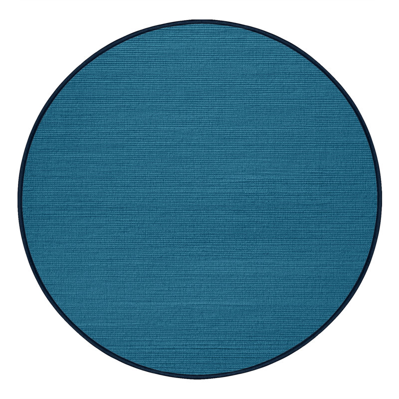 Machine Washable Solid Blue Area Rug, Round 3'