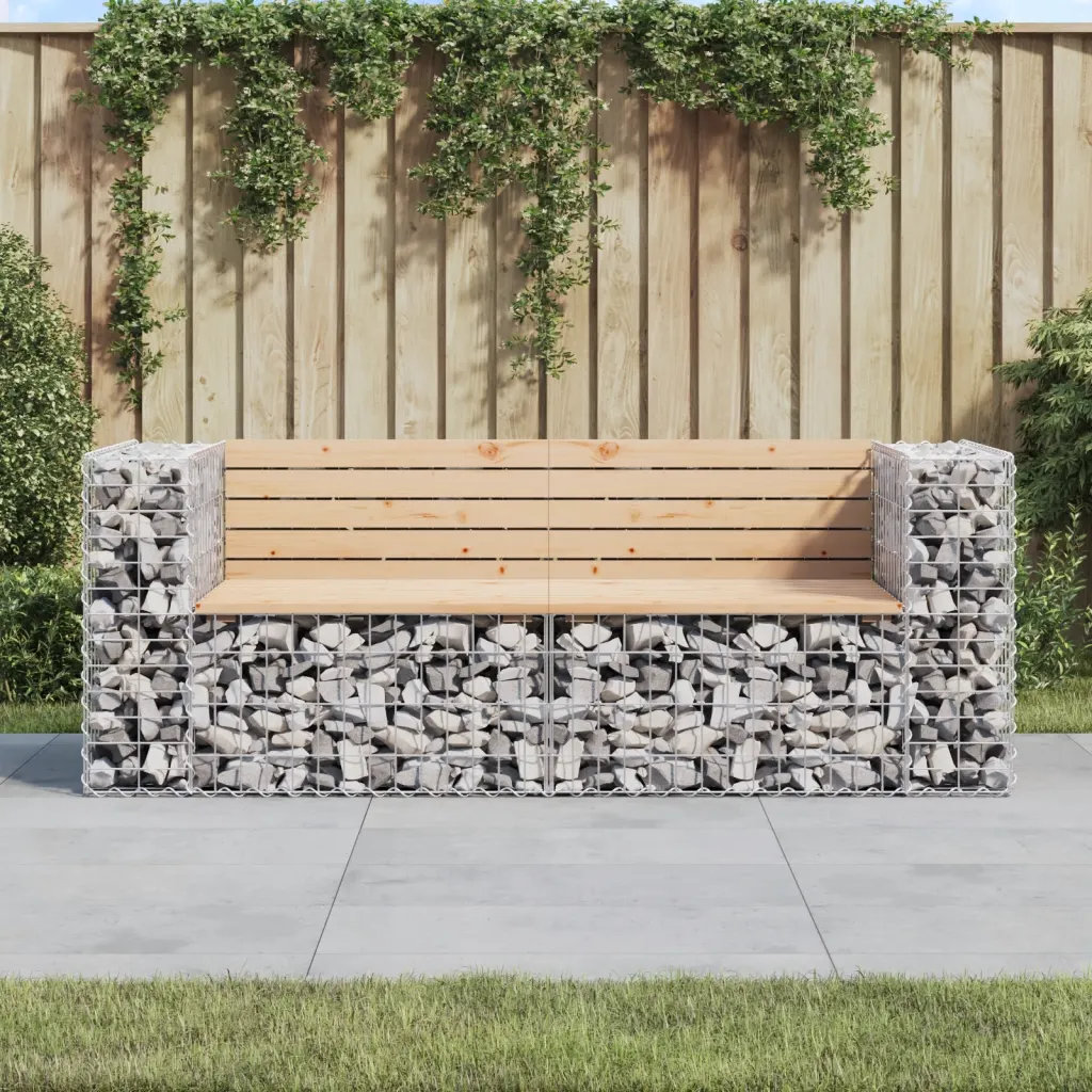 Vidaxl Gartenbank Aus Gabionen 184X71x65,5 Cm Kiefernholz Imprägniert