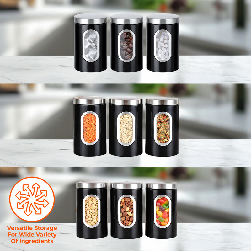 Metal Jar - Set of 3, Black