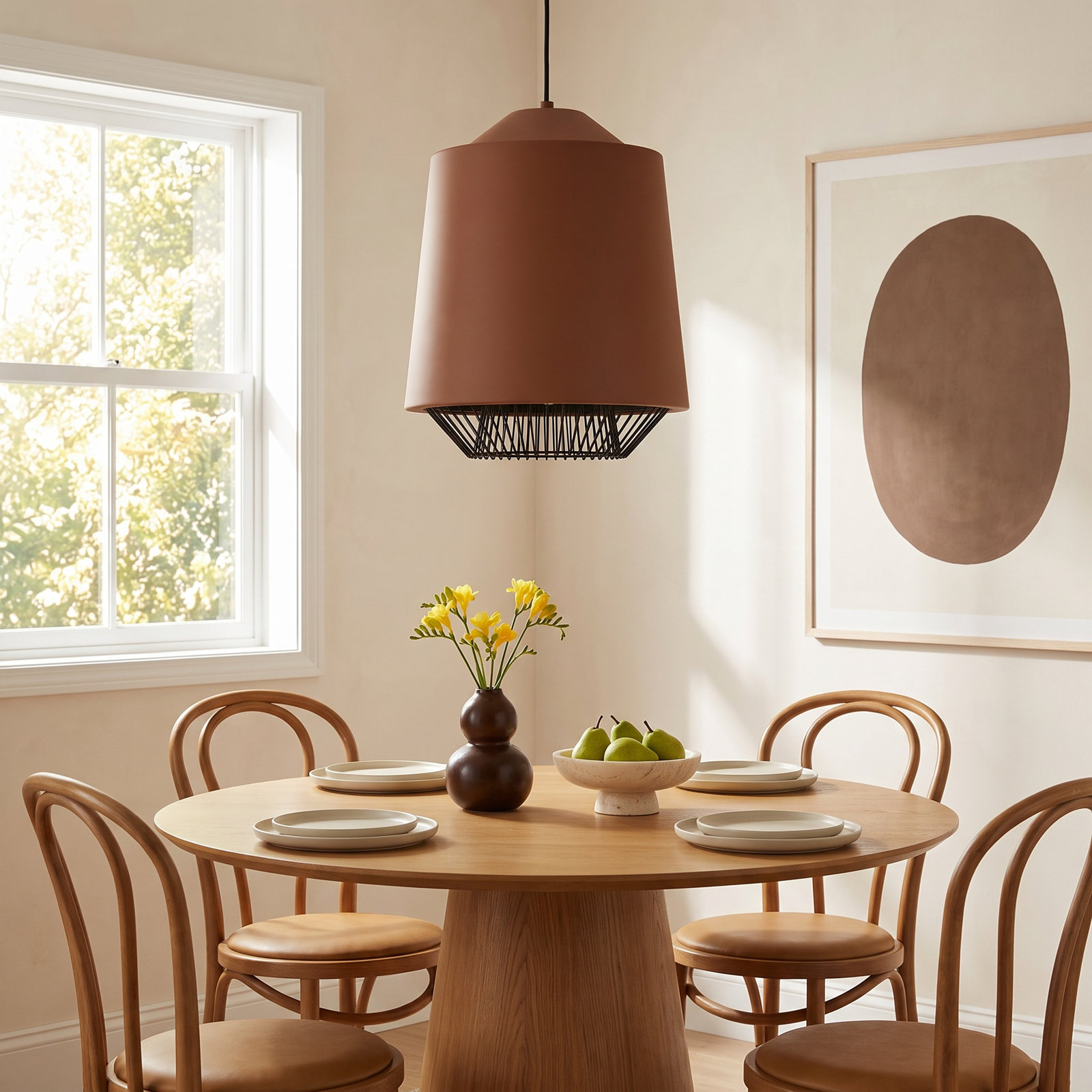 Cici Single Light Pendant, Brick/Black