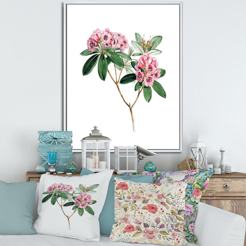 Flore américaine rétro II - peinture sur toile, H 20 po x l 12 po x P 1po, Cadre flottant blanc