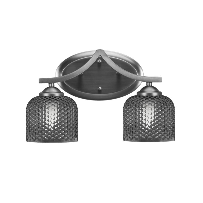 Barre d'éclairage de salle de bain 2 lumières Shutesbury, verre fumé 6 po, Clair