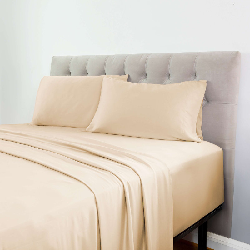 4-Piece Bed Sheet Set | Gray Sand | Cotton Rich Bed Sheet Set | Full Size | Anti-Microbial, Full Sheet Set with 2 Pillowcases