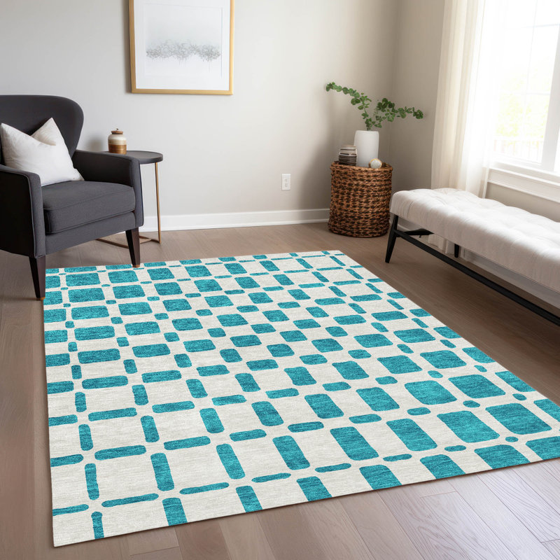 Malek Indoor/Outdoor Area Rug with Non-Slip Backing, Rectangle 9' x 12'