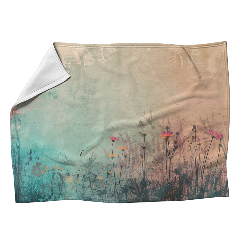 Jeté en molleton Field Flowers - Jetés floraux pour canapés ou lits, L 80 po x l 60 po