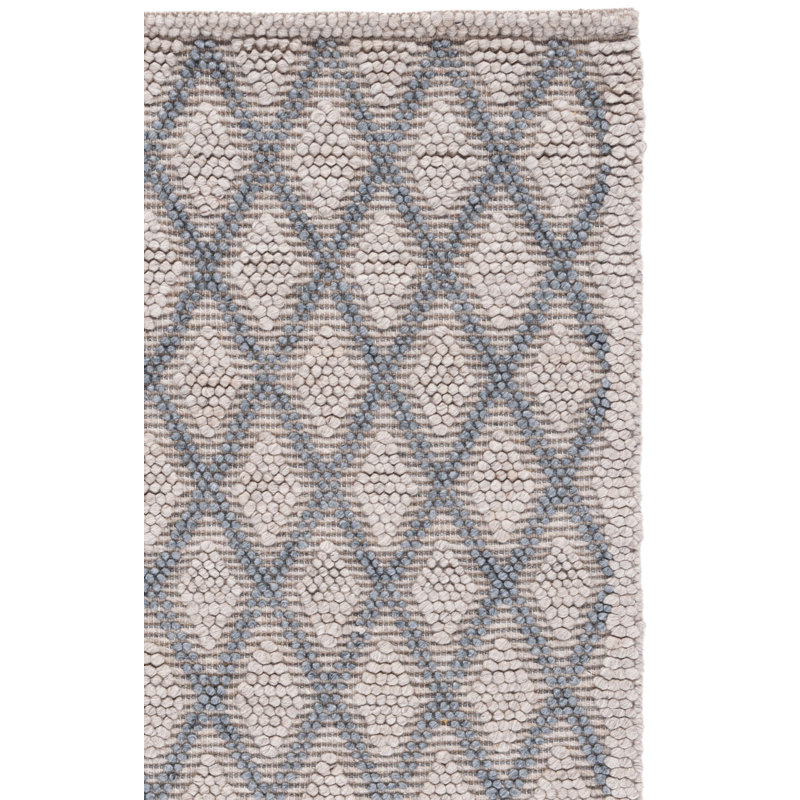 Tapis en viscose / laine tissé à la main jacques en noir / gris, Rectangle 3 pi x 5 pi