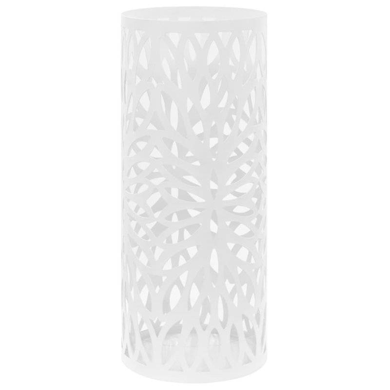 Porte-parapluies feuilles acier blanc