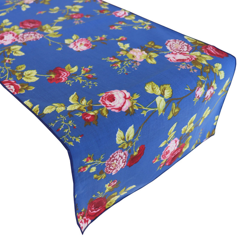 Vintage Floral Large Roses Print Table Runner, 120" Rectangle