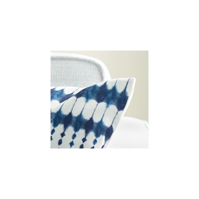 Navy and White Ikat Indoor/Outdoor Square Pillow
