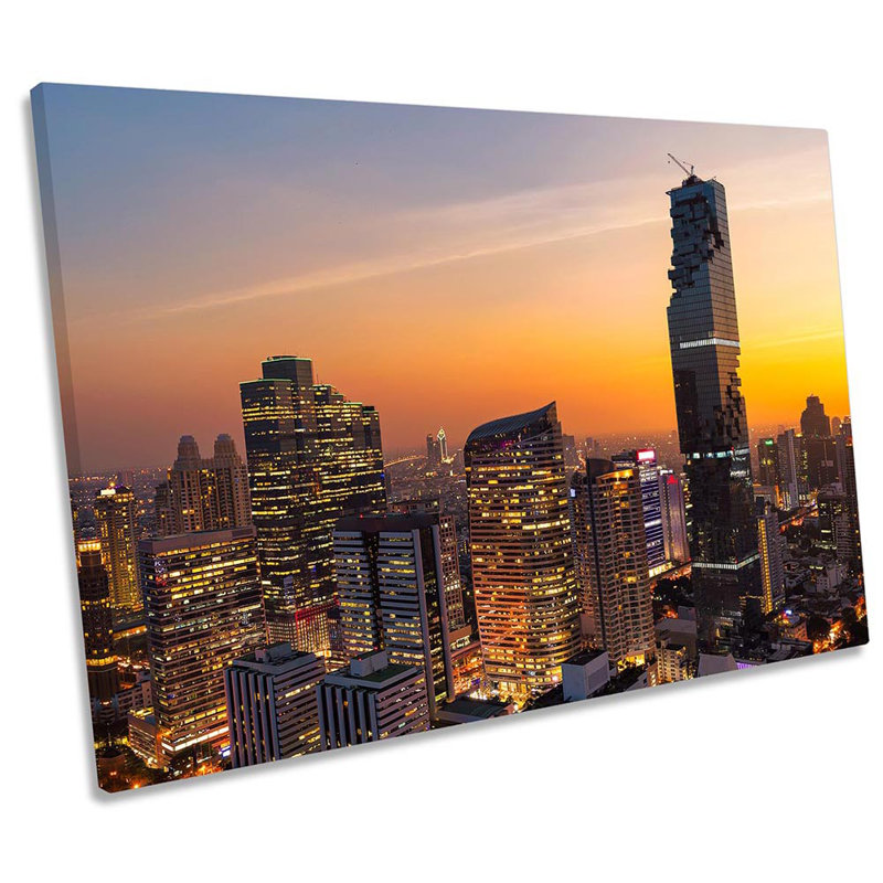 Bangkok Thailand City Sunset - Wrapped Canvas Print, 40.6cm H x 61cm W 