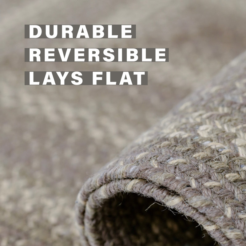 Dailee Braided Jute Non-Shedding Gray Rug, Oval 2'3" x 3'9"