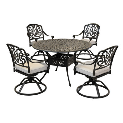 Ensemble de salle à manger en aluminium pour patio avec coussins et ornements robustes de la collection et trou pour parasol de 2 pouces