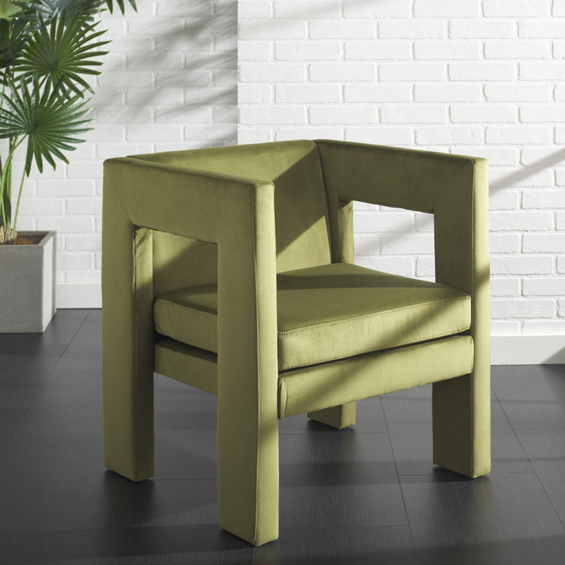 Fauteuil en velours 26 po Shikha, Olive