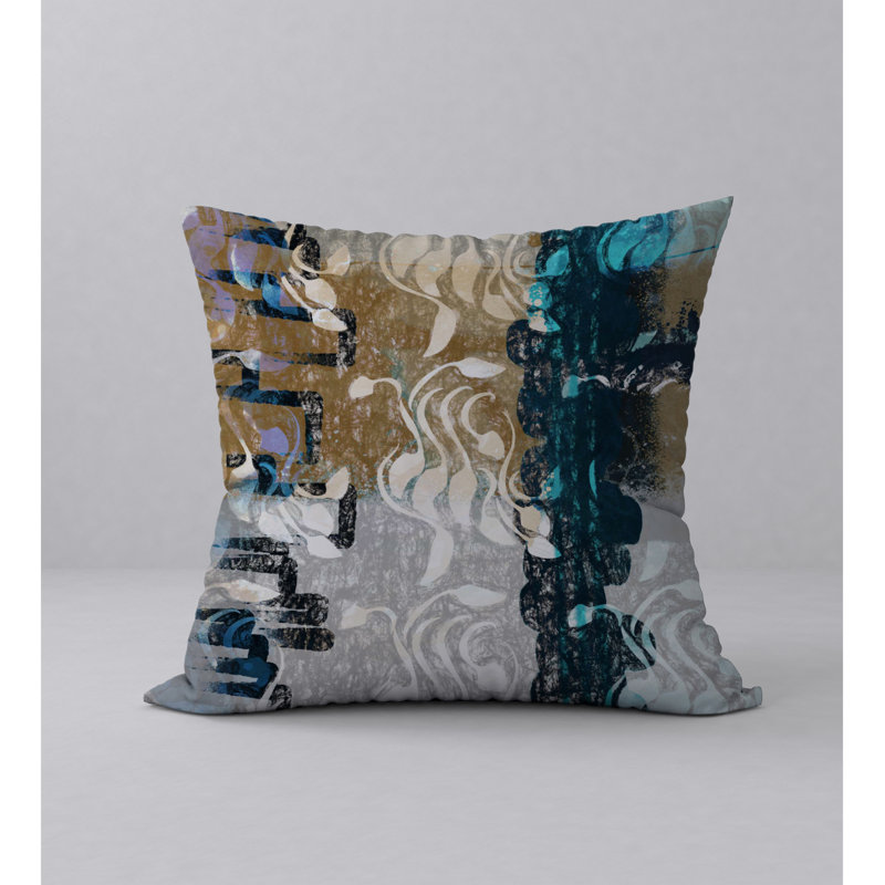 Housse de coussin et insert de prix abordable, 20 po x 20 po, Vert / brun abstrait 1
