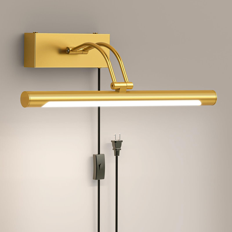Lampe pour tableau à brancher en laiton avec interrupteur marche / arrêt, lampe de galerie réglable à DEL 4000K 14 "pour peintures (doré)