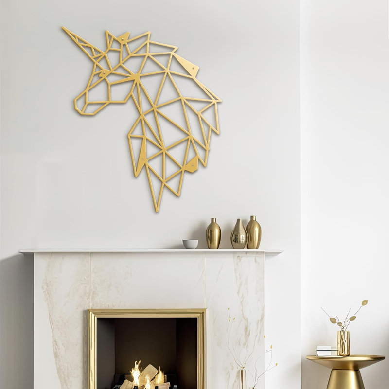 Décoration murale en métal Sad, Doré, H 18 po x l 15,65 po x P 0,05 po