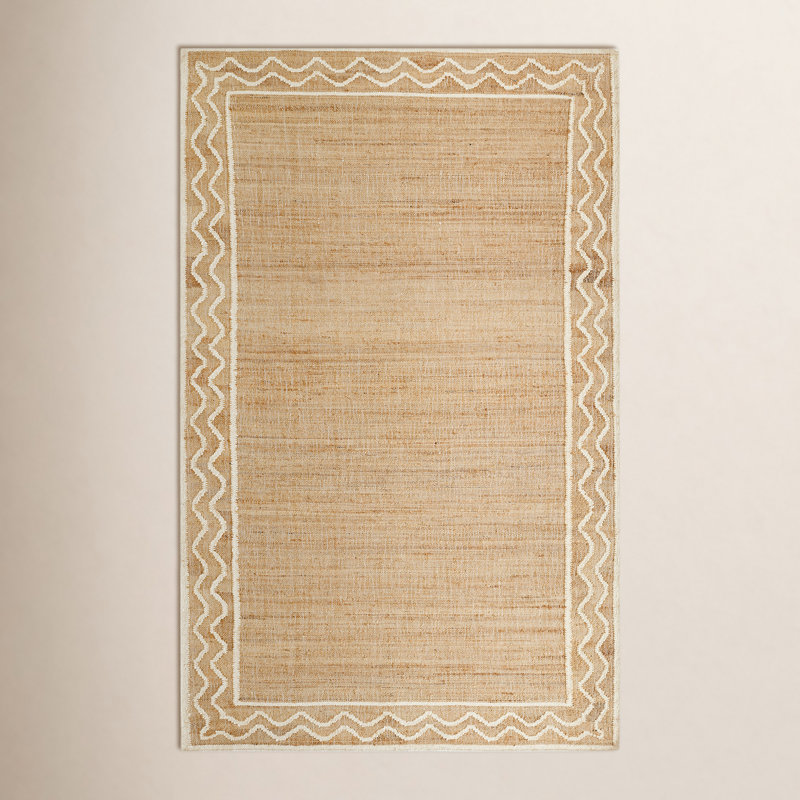 Tapis géométrique en jute et en laine tissé à plat à la main Adela, Rectangle 3 pi 6 po x 5 pi 6 po