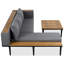 Ensemble de canapé de patio avec coussins amovibles et table basse, canapé en bois en forme de L, canapé modulaire de conversation pour la cour arrière, porche-129764314