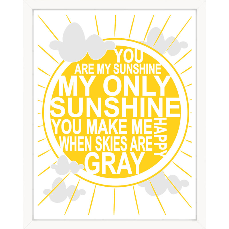 «You Are My Sunshine», impression sur papier typographique soleil jaune moderne, H 20 po x l 16 po