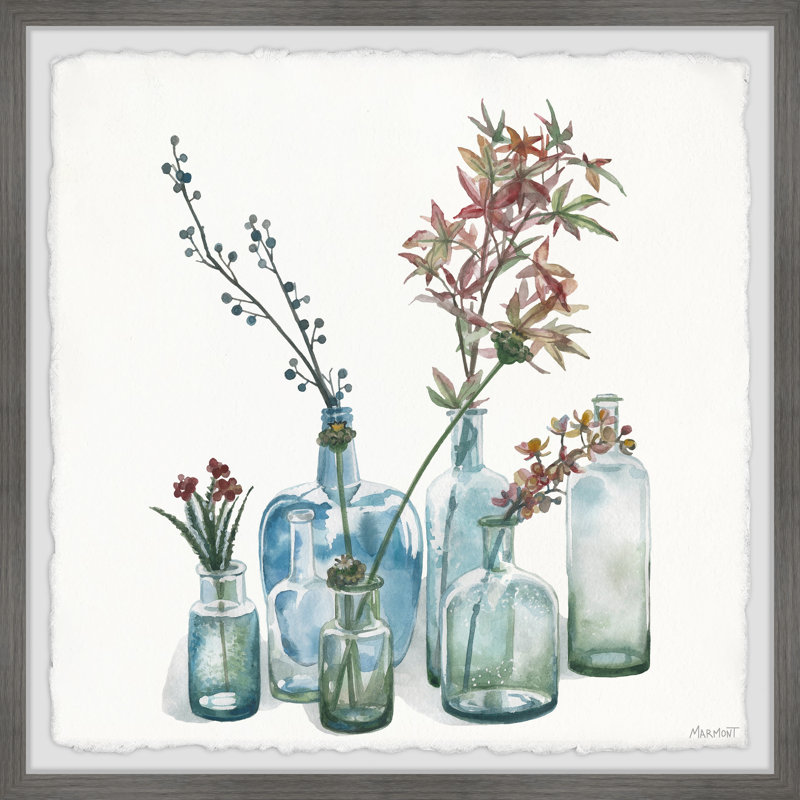Vintage Blue Bottle - Single Picture Frame Painting, 41 cm H x 41 cm W