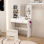 Table de coiffeuse avec miroir à DEL, 3 modes d'éclairage, support pour sèche-cheveux et 2 lumières de maquillage pour la chambre, grands tiroirs, décoration de chambre à coucher, blanc
