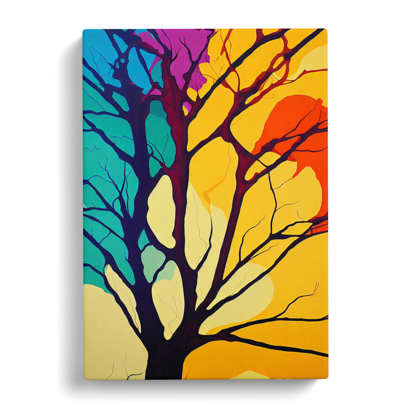 Abstract Tree In Colour No.2 - Wrapped Canvas, 50cm H x 35cm W x 3cm D
