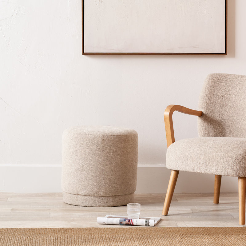 44cm Wide Round No Pattern Cocktail Ottoman