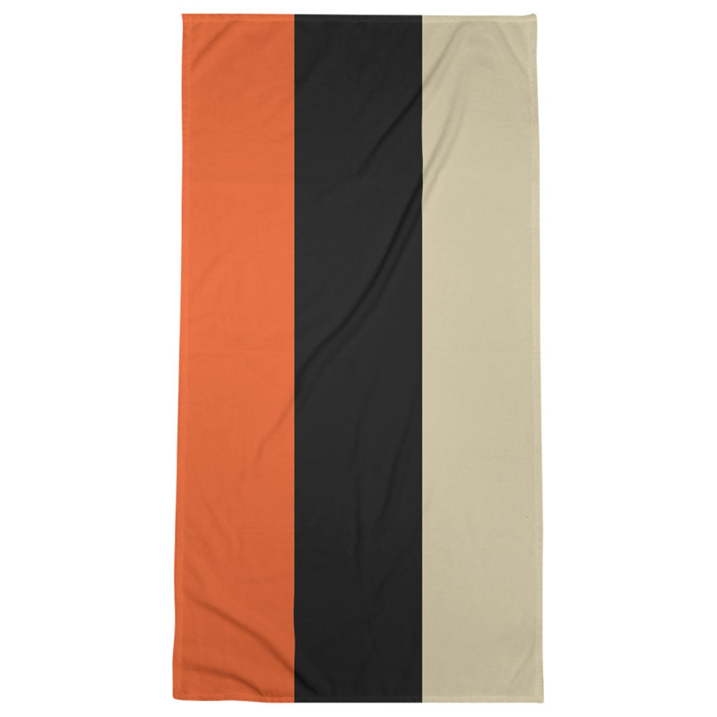 Bath Towel, Orange/Black/Cream, Polyester/Cotton