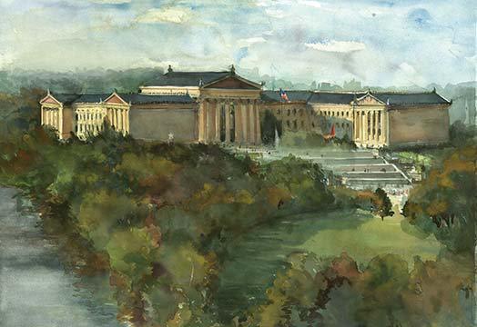 « philadelphia art museum » par noel miles-impression, H 44 po x l 66 po